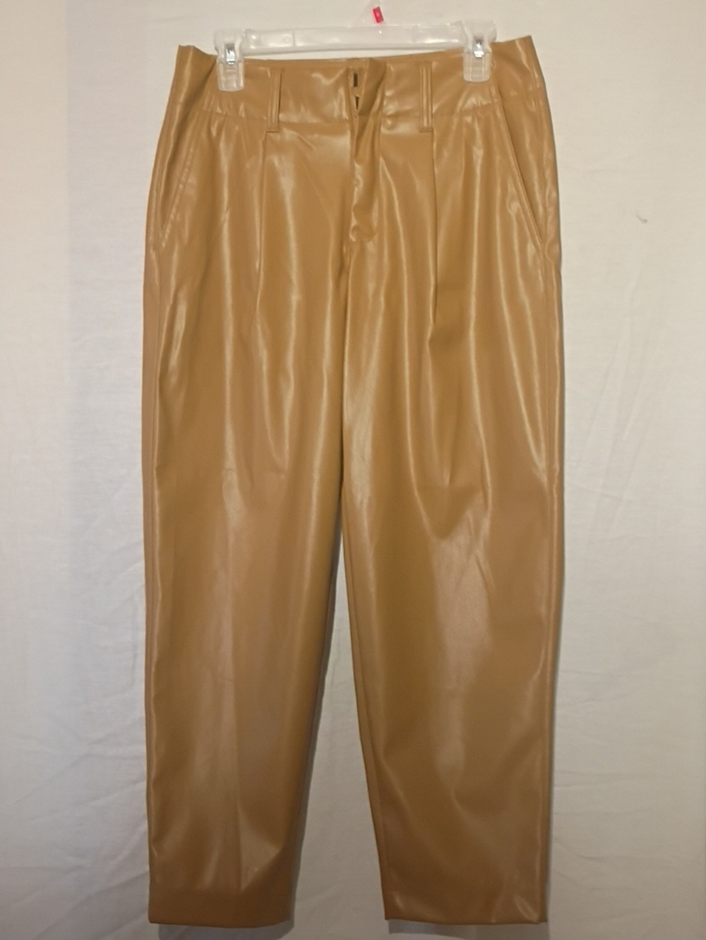 a new day Camel Faux-Leather Baggy Pleated Pants, Vintage Look Sz 6, NWOT